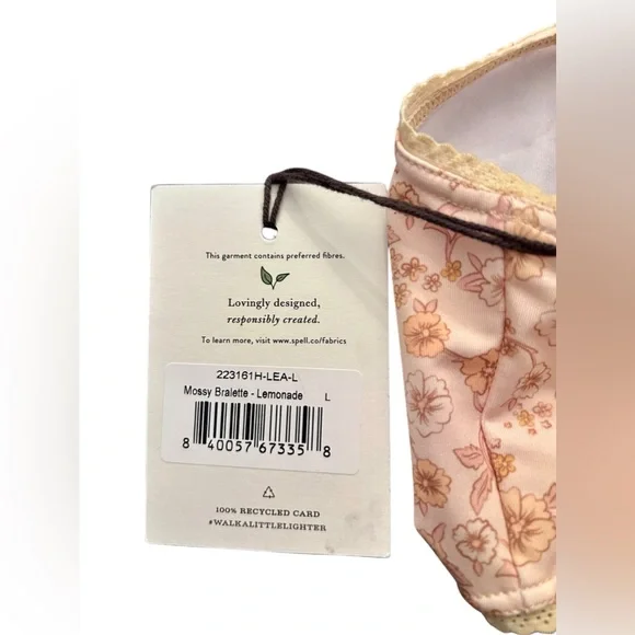 SPELL Mossy Floral Bralette In Lemonade (Yellow/Cream/Brown) Sz L ✨NWT✨ - Picture 9 of 11